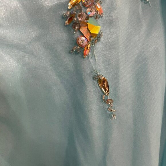 Mac Duggal Fabulouss Halter Dress Ball Gown 81609f Size 16 Blue Rhinestone - Picture 6 of 9